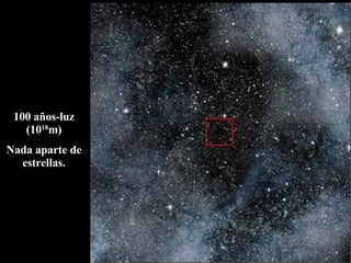 100 años-luz (10 18 m) Nada aparte de estrellas. 