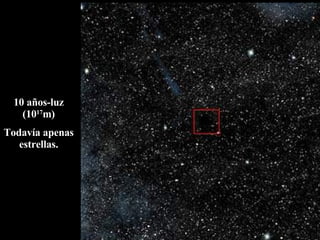 10 años-luz (10 17 m) Todavía apenas estrellas. 