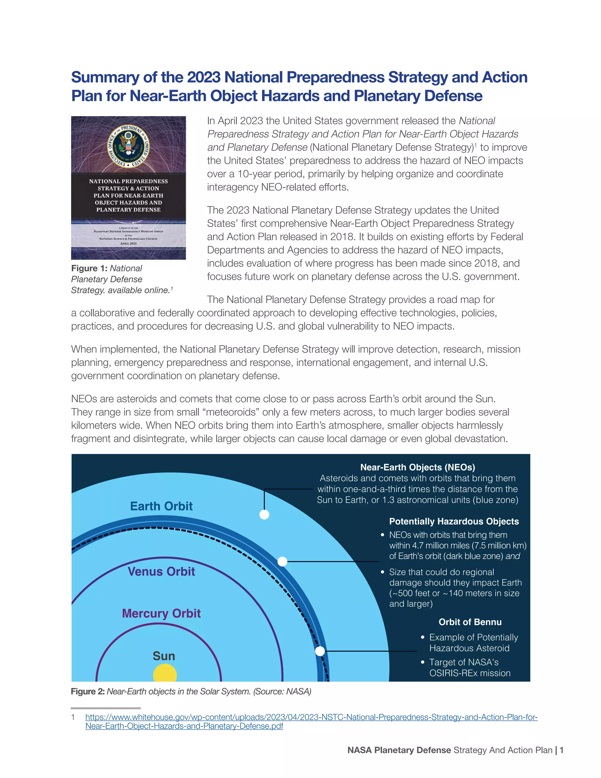 NASA Planetary Defense Strategy And Action Plan | PDF