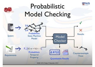 NASAC 2013,Tianjin, 9 November 2013
Uncertainty in 
Software Engineering
✓Nondeterminism
✓Randomized Algorithms
✓“Good Enough Software”
✓Test Coverage Metrics
 