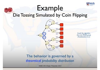 NASAC 2013,Tianjin, 9 November 2013
Uncertainty in 
Software Engineering
✓Nondeterminism
✓Randomized Algorithms
✓“Good Enough Software”
✓Test Coverage Metrics
Probabilistic Modeling and Analysis
 