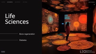 Life
Sciences
naSA x parsons
may 2023
LEO WEEK LEO EXHIBITION LEO IMMERSIVE Leo Launch
Bone regeneration
Diabetes
 
