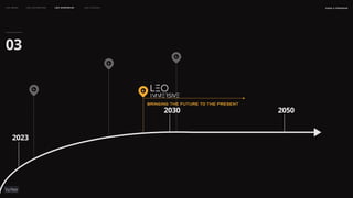 2023
2030 2050
03
Bringing the future to the present
naSA x parsons
may 2023
LEO WEEK LEO EXHIBITION LEO IMMERSIVE Leo Launch
 