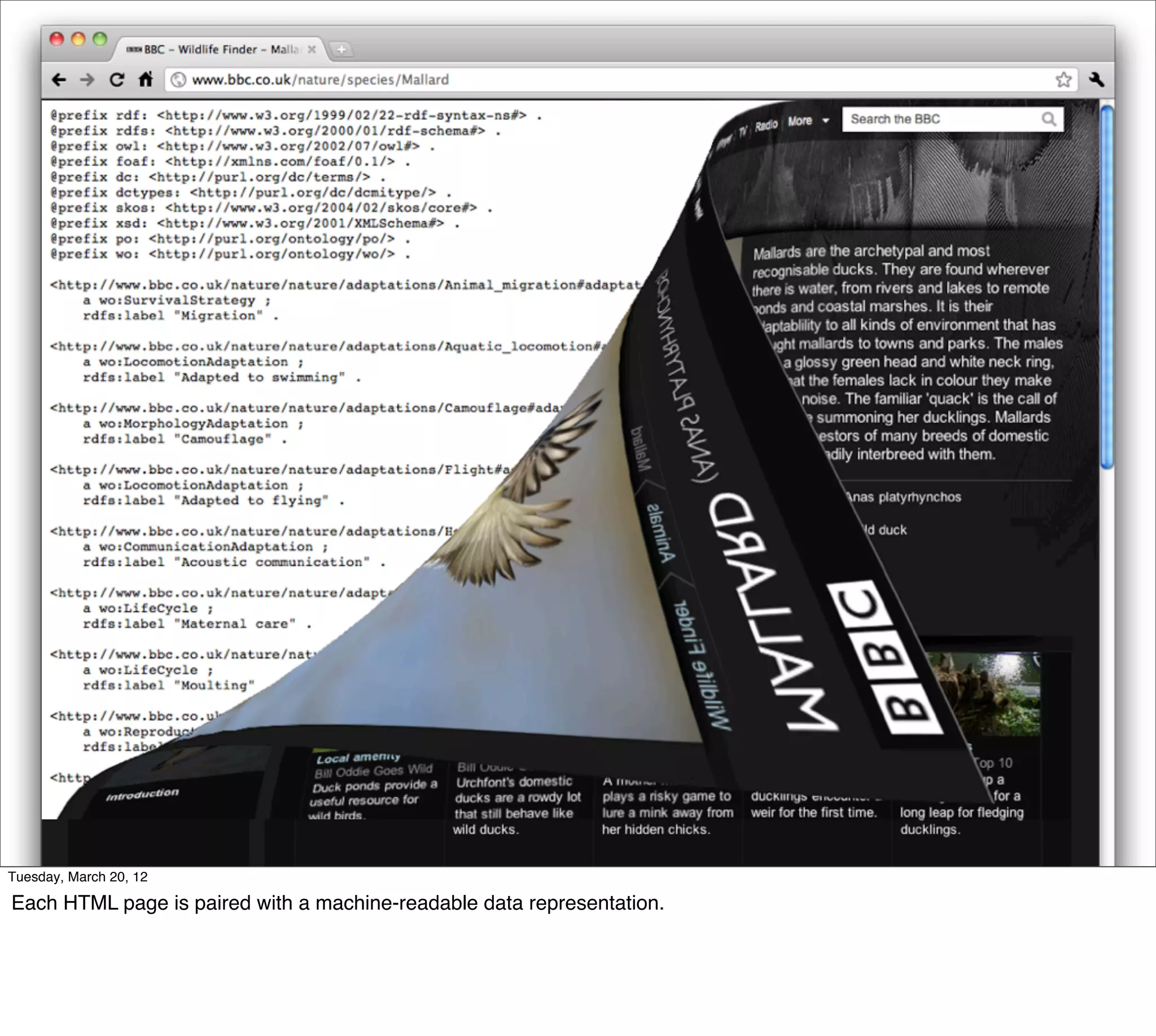 Tuesday, March 20, 12

Each HTML page is paired with a machine-readable data representation.
 