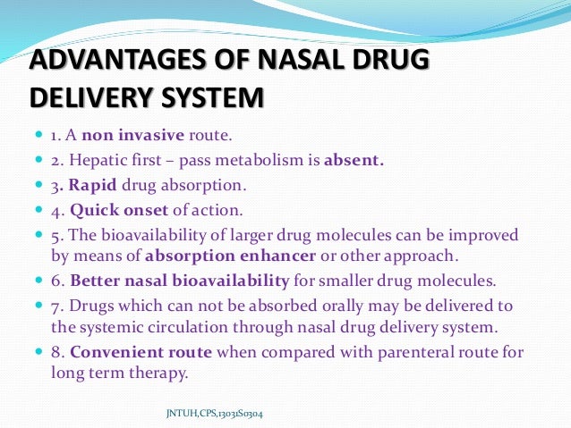 Advantages Of Nasal Drug Delivery System