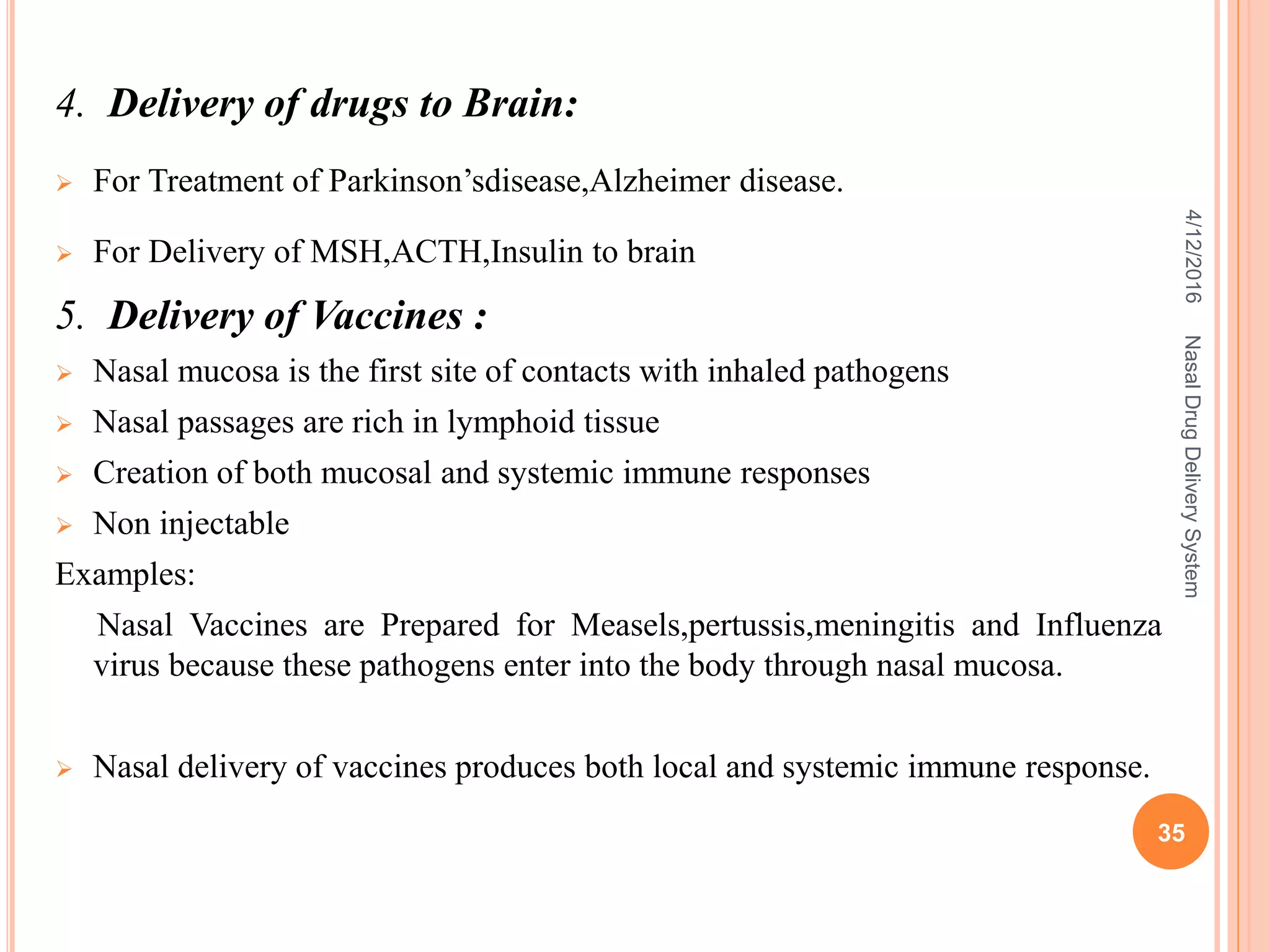 Nasal drug delivery system | PPTX - Advantages Of Nasal Drug Delivery System