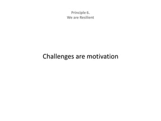 Principle 6.   We are ResilientChallenges are motivation