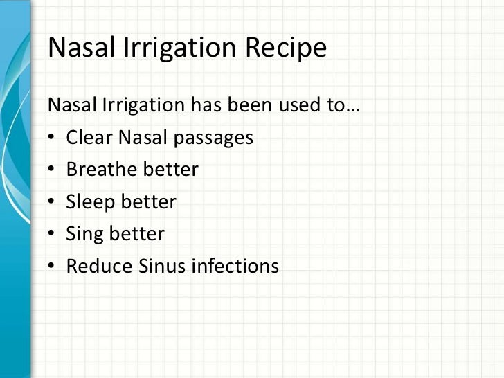 Nasal irrigation recipe getting it right