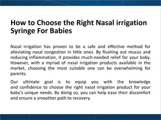 Nasal 2024 irrigation procedure