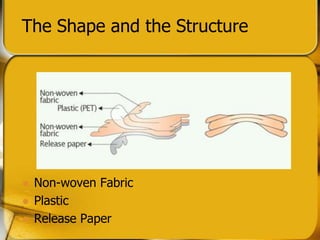 The Shape and the Structure
? Non-woven Fabric
? Plastic
? Release Paper
 