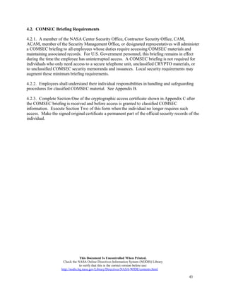 Comsec Distribution Form Nasa Guide Line | DOC