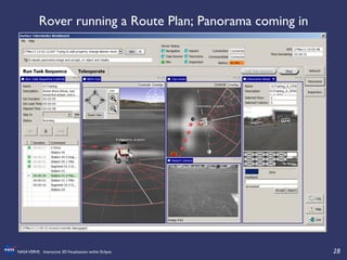 28	

NASAVERVE: Interactive 3DVisualization within Eclipse	

Rover running a Route Plan; Panorama coming in	

 