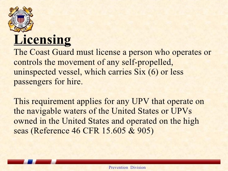 USCG Uninspected Passenger Vessel Initiative