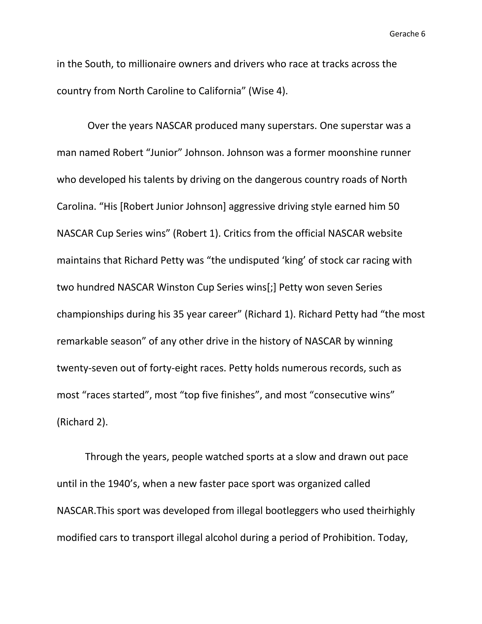 Nascar from bootleg runners to sports phenomenon | DOCX