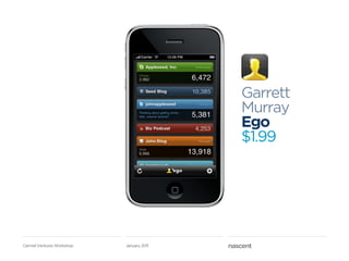 Garrett
                                          Murray
                                          Ego
                                          $1.99




Carmel Ventures Workshop   January 2011
 