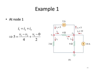 Example 1
• At node 1
49
2
0
4
5 121
321





vvv
iii
 