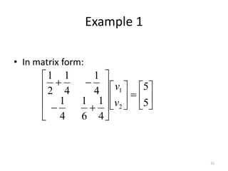 Example 1
• In matrix form:
51
























5
5
4
1
6
1
4
1
4
1
4
1
2
1
2
1
v
v
 