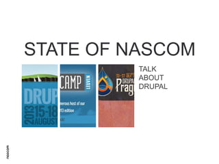 STATE OF NASCOM
TALK
ABOUT
DRUPAL

 