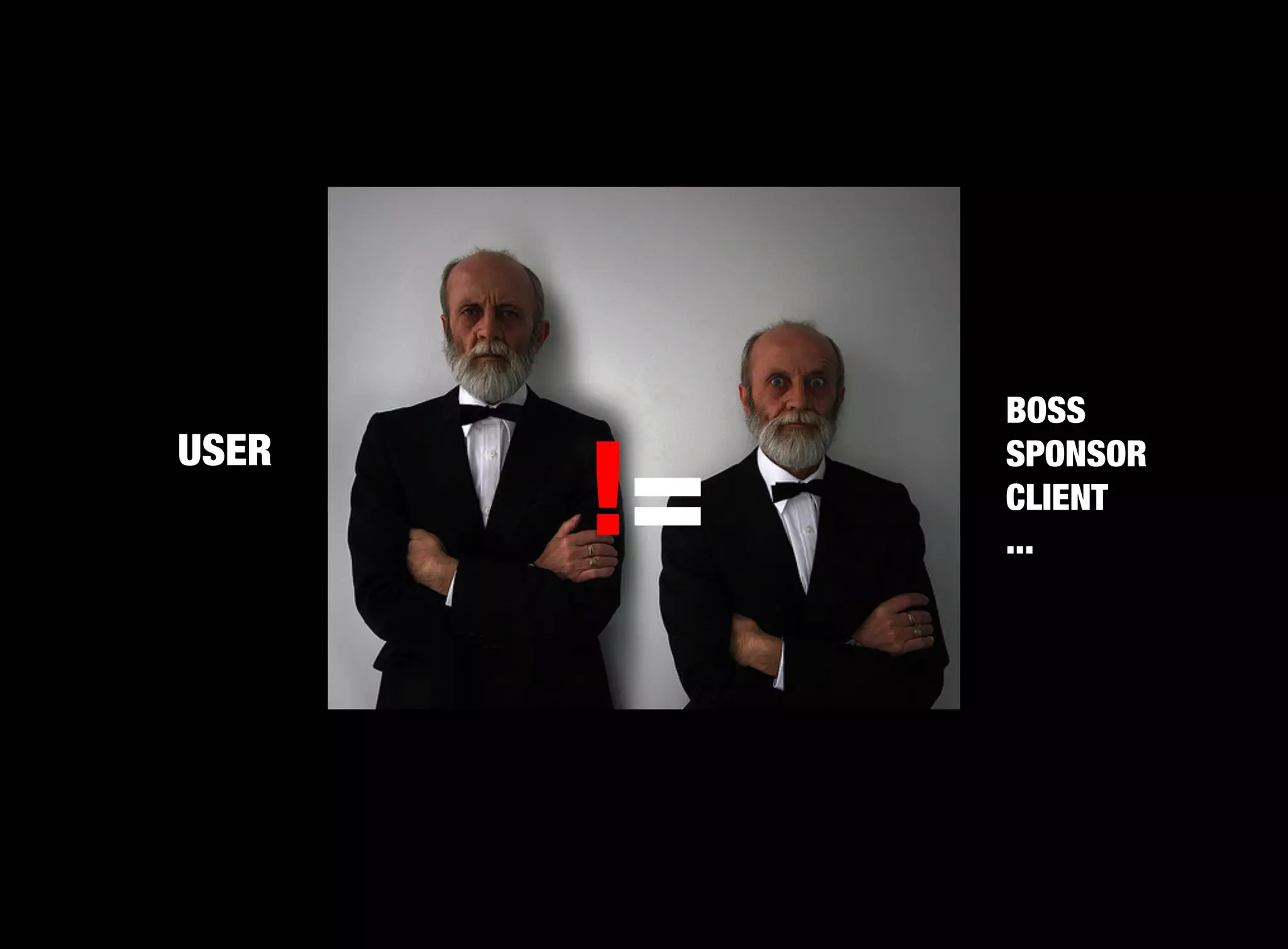 BOSS


         != 
USER 
          SPONSOR
                CLIENT
                ...
 