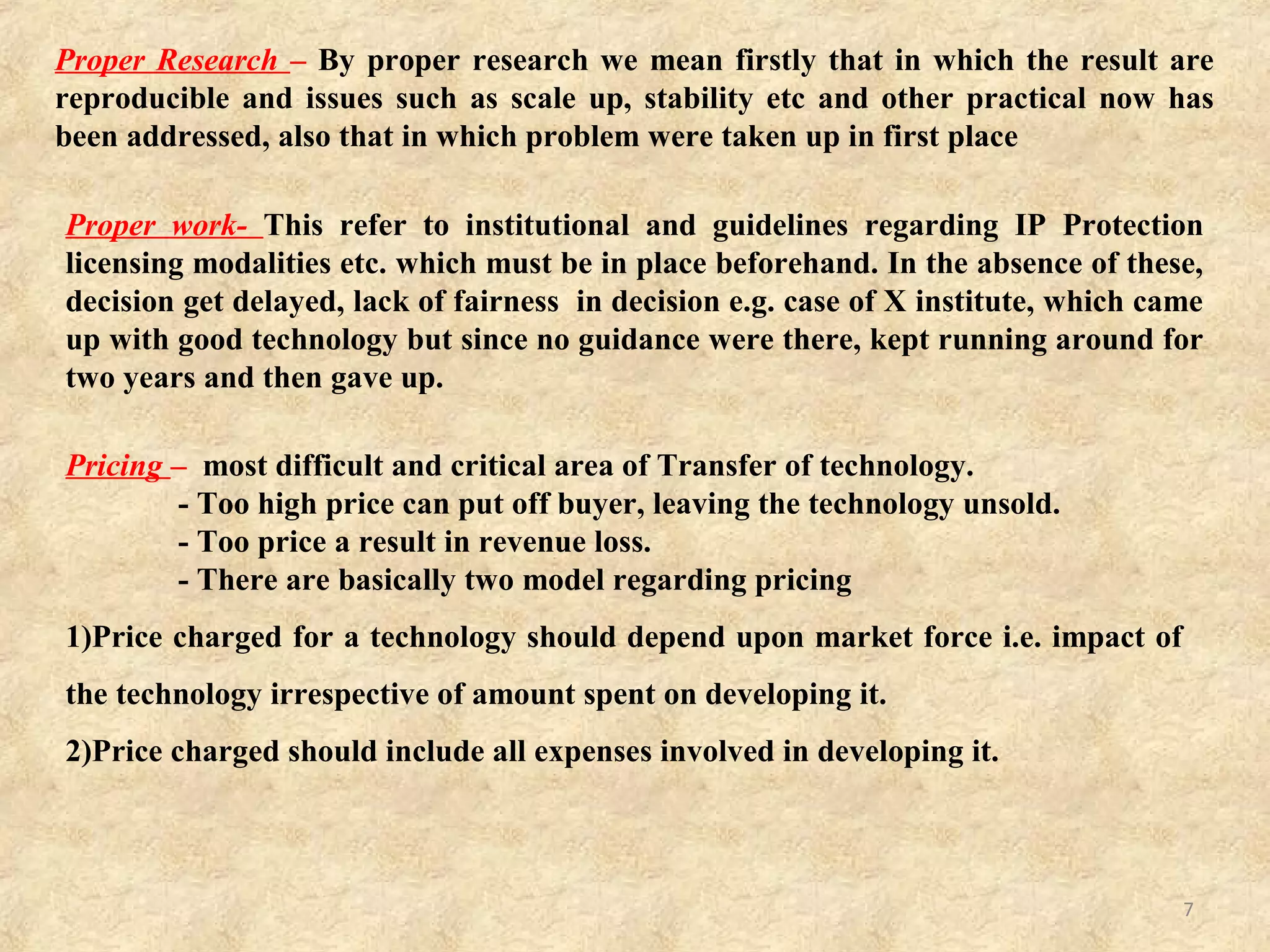 7
6 P
CONSTITUENTS OF TECHNOLOGY TRANSFER
 