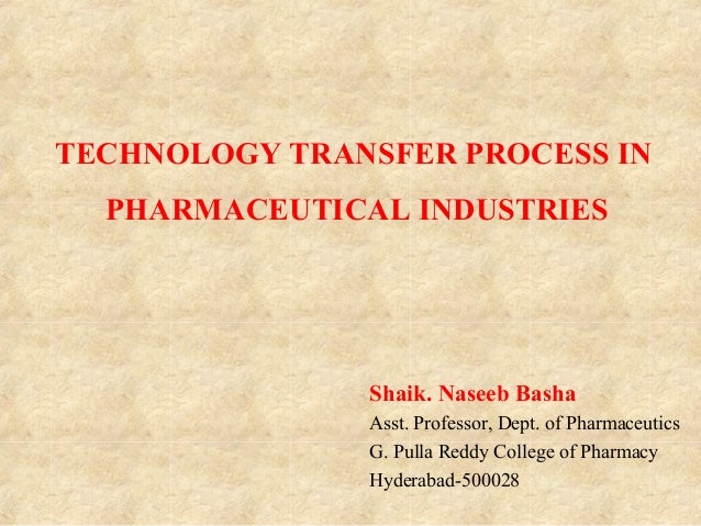 Technology Transfer in Pharma Industry