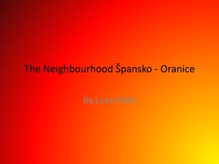 The Neighbourhood Špansko - Oranice
By:Luka Pešić
 