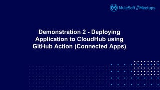 Demonstration 2 - Deploying
Application to CloudHub using
GitHub Action (Connected Apps)
 