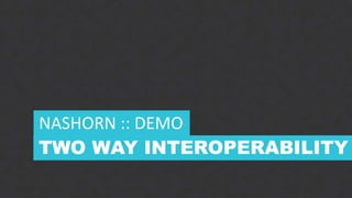 11CONFIDENTIAL
TWO WAY INTEROPERABILITY
NASHORN :: DEMO
 