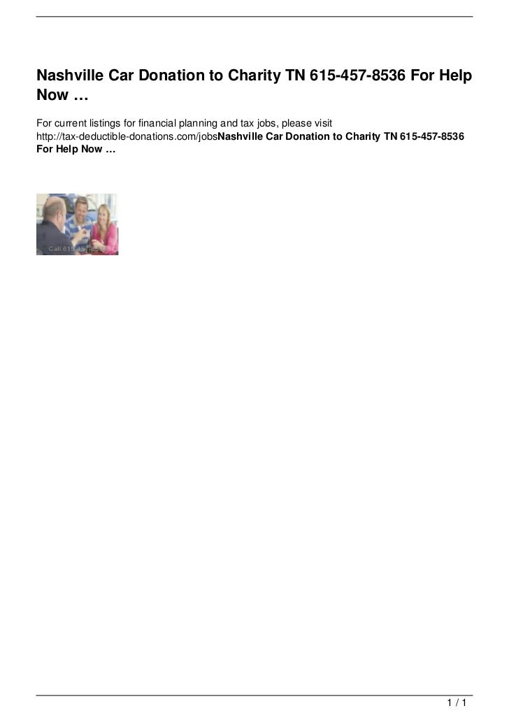 Nashville Car Donation to Charity TN 6154578536 For Help Now