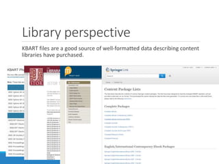 Library perspective
Better data leads to a better user experience.
 