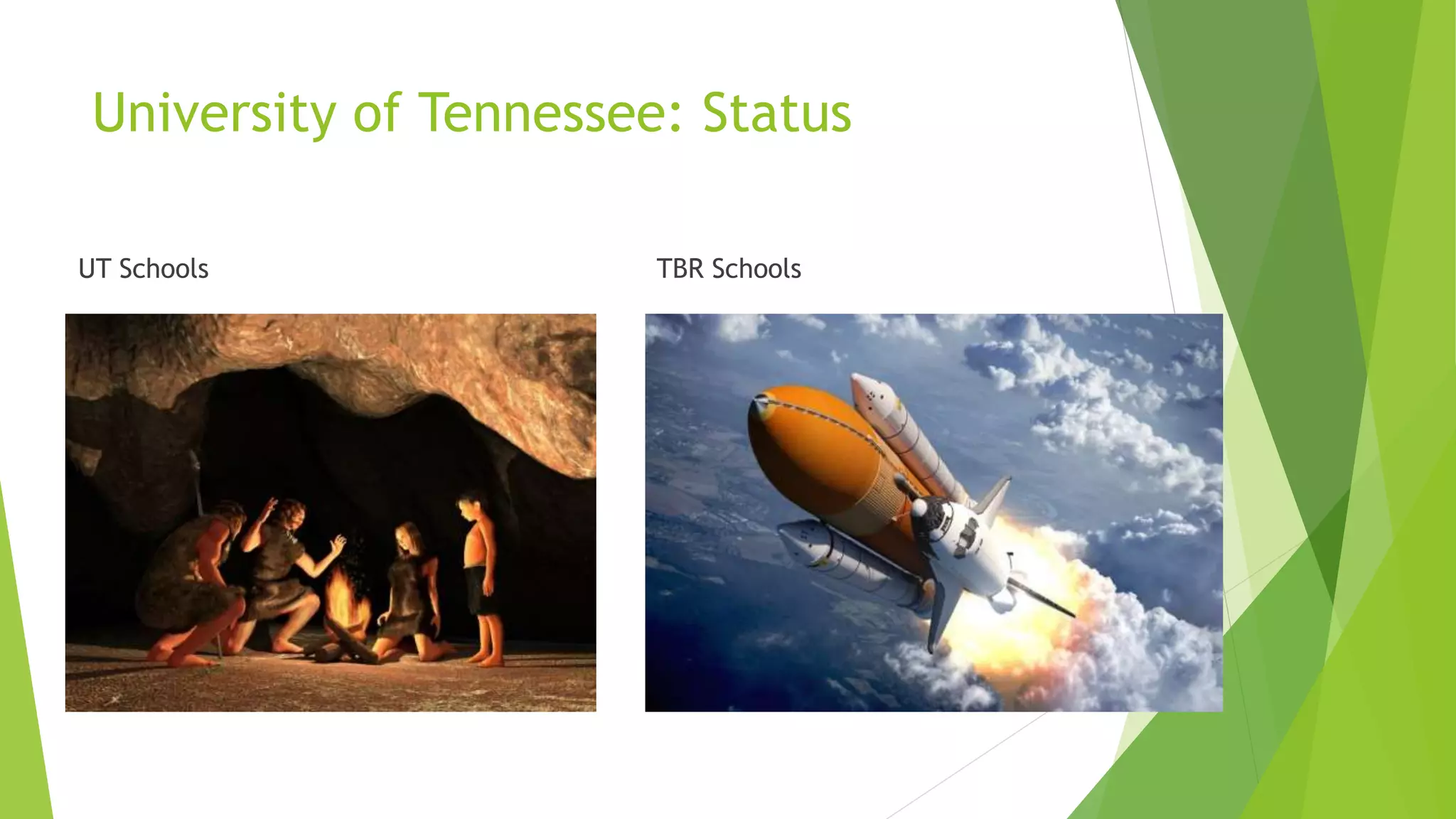 University of Tennessee: Status
UT Schools TBR Schools
 