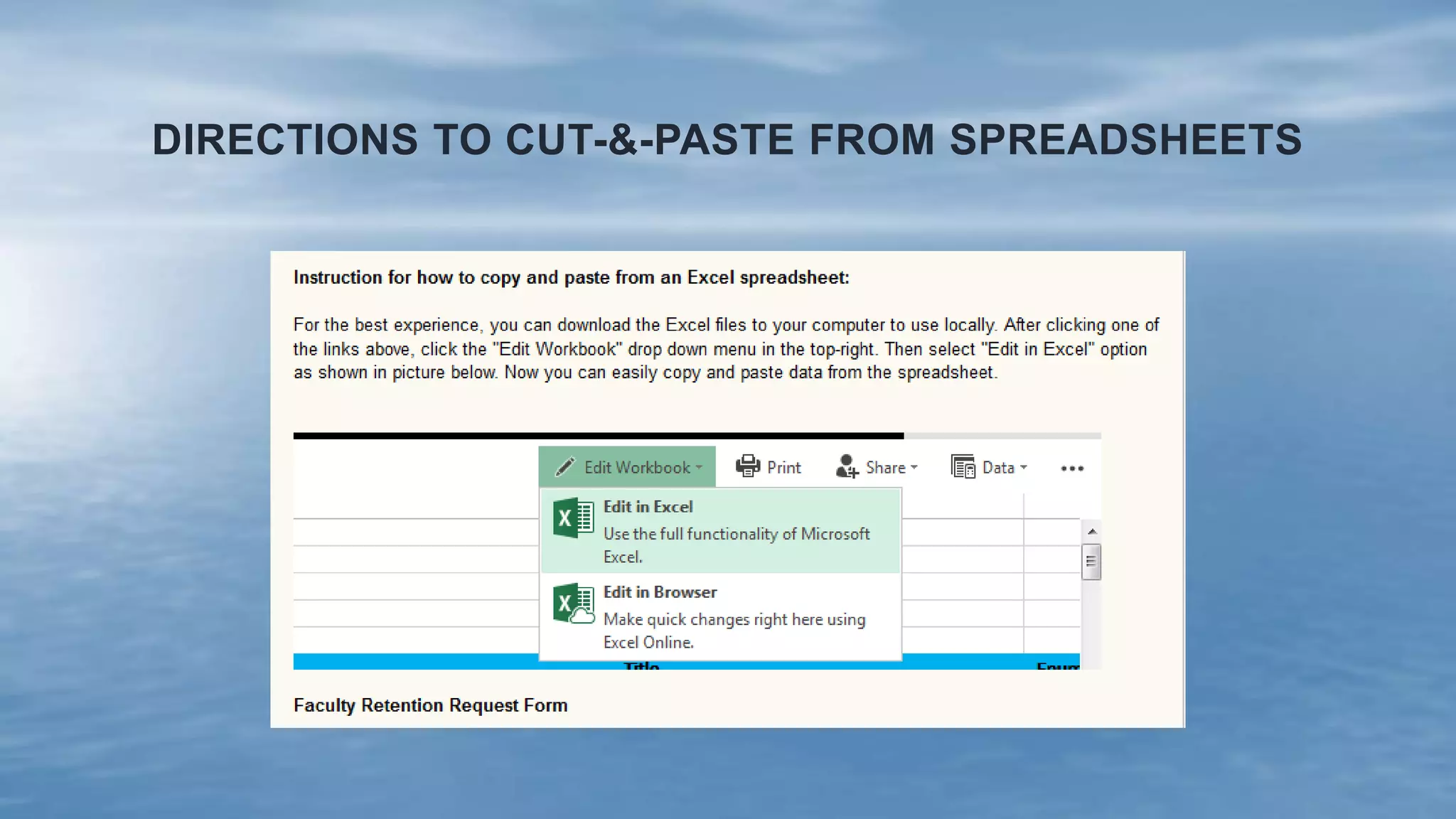 DIRECTIONS TO CUT-&-PASTE FROM SPREADSHEETS
 