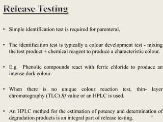 ANALYSIS OF INJECTABLE DOSAGE FORM | PPTX