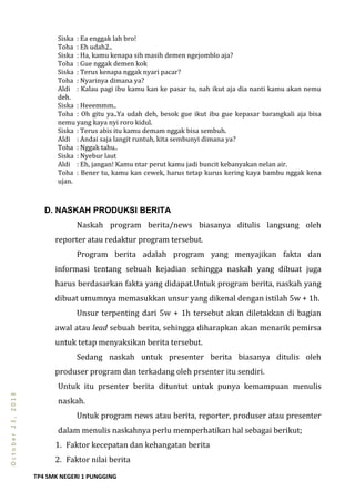Naskah produksi siaran drama non drama dan berita | PDF