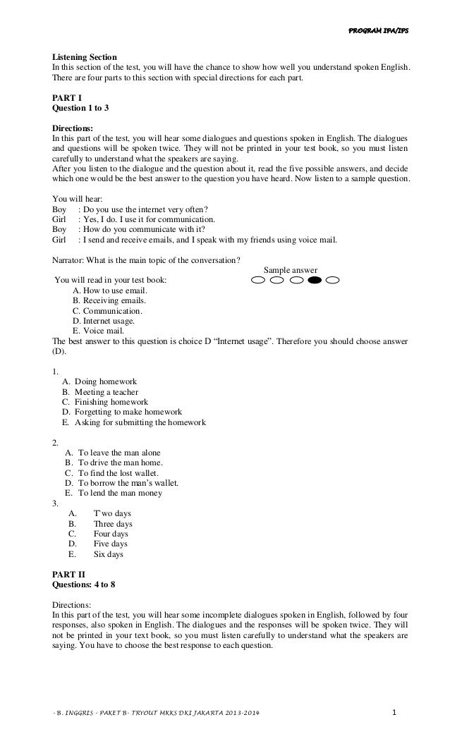 Tryout Dki Bhs Inggris B 2014