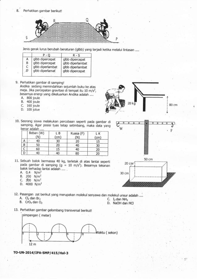 Naskah Soal Tryout Ujian Nasional IPA SMP Kab Tuban Tahun