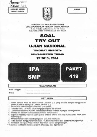 RUANG:
PEMERINTAH KABUPATEN TUBAN
DINAS PENDIDIKAN PEMUDA DAN OLAHRAGA
JL Dr. Wahidin Sudirohusodo No. 875 Tuban
Telp. 035...