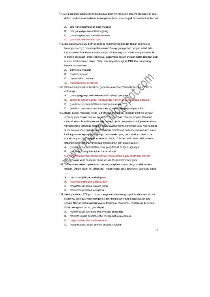 Naskah Soal Uji Tulis Guru Berprestasi