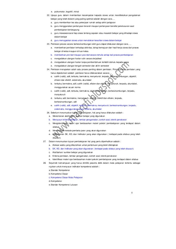 Naskah Soal Uji Tulis Guru Berprestasi