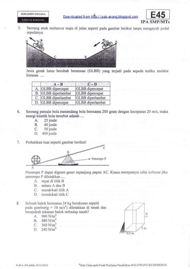 Naskah Soal Un Ipa Smp 2012 Paket E45