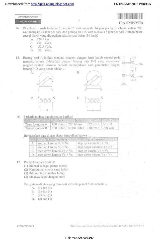 Naskah Soal Un Ipa Smp 2013 40 Paket Soal Pak Anang Blogspot Com