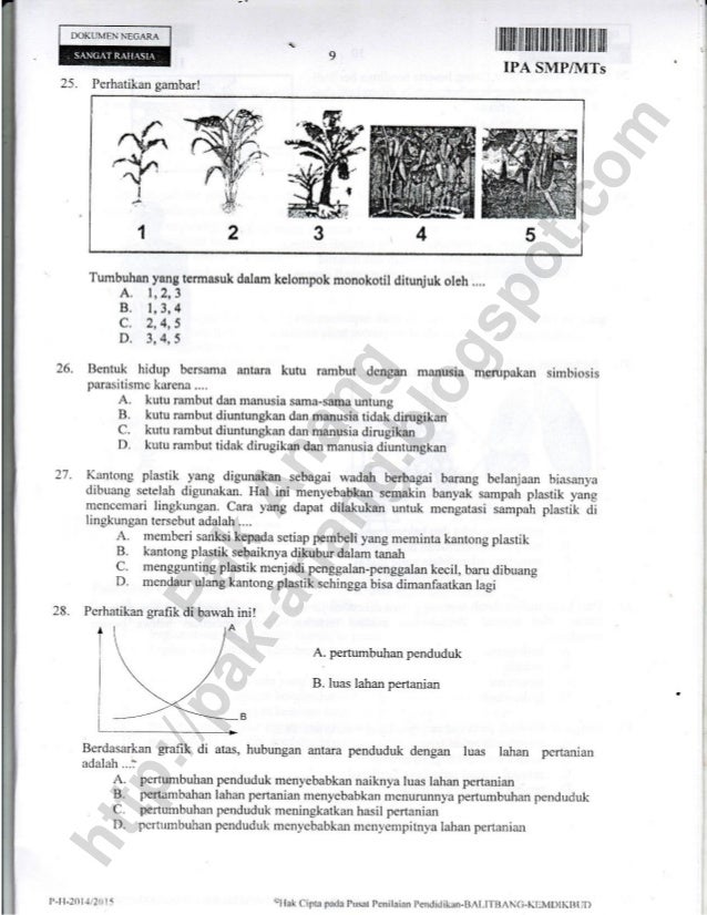 Naskah Soal Un Ipa Smp 2015 Paket 1
