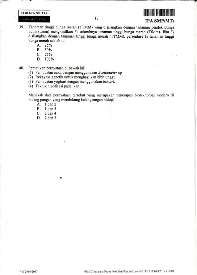 Naskah Soal Ipa Smp Tahun 2017 P01