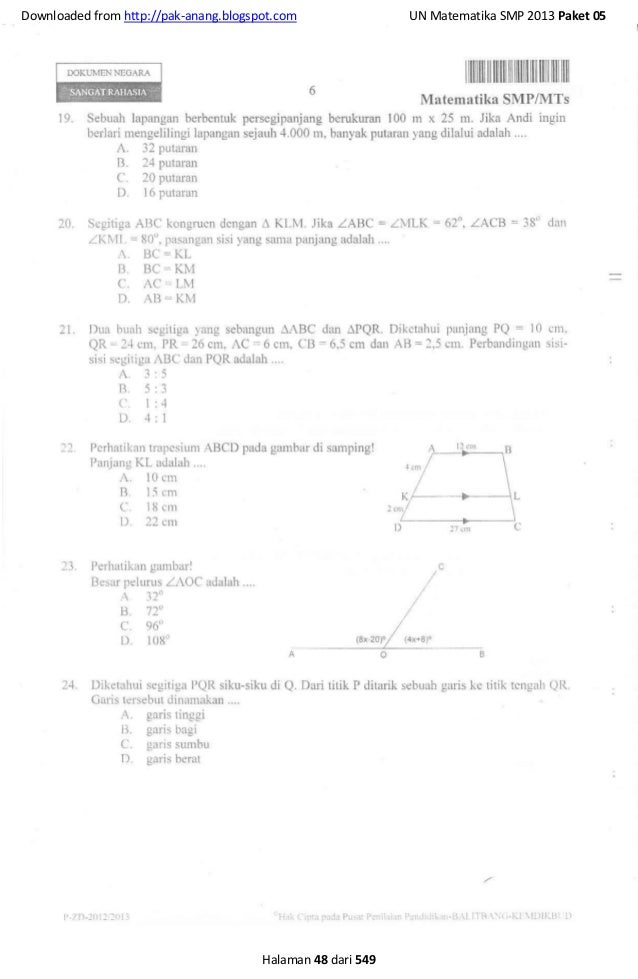 Naskah Soal Un Matematika Smp 2013 55 Paket Soal Pak Anang Blogspot