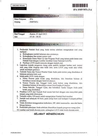 I
ilffi[ffi]ilIHrtil

DOKt'MENMGARA

IPA SMP/]VITs,

I
I

P-IZ

I

i

Mata

Pelajaran : IPA

Jenjang

;SMP/lt4Ts

Hari/Tan...