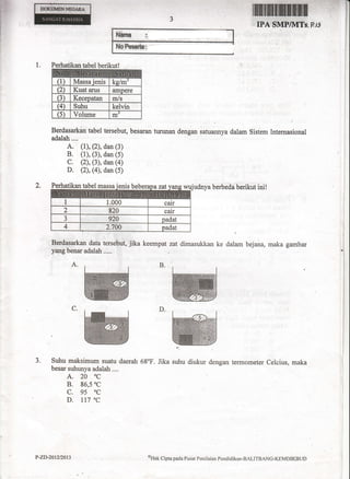 F

"'1[

I'ffiIElT}GCARA

!

IPA SMPflVITs: era

i

1.

Perhatikan tabel berikut!

.'

Berdasarkan tabel tersebut, besaran...
