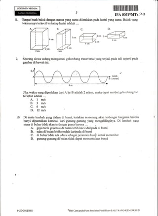 DOKTJMENNEGARA

ilililillillillllllltlllllllllllilllllilllil

IPA SMPTMTy,VI3
8.

Empat buah balok dengan massa yang sama ...