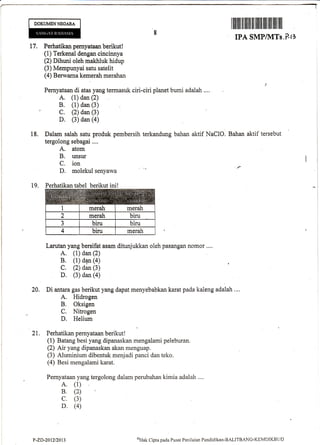 DOKUMENMGARA

ililililt

til

ffiilil

lllllil llil lilll llil

llil

TPA SMP/MTs.P.IA

17, Perhatikan pernyataan berikut!...