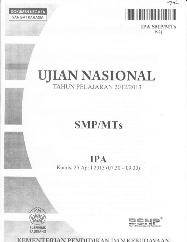 Naskah Soal Ujian Nasional Ipa Smp Tahun 2013 Paket 21