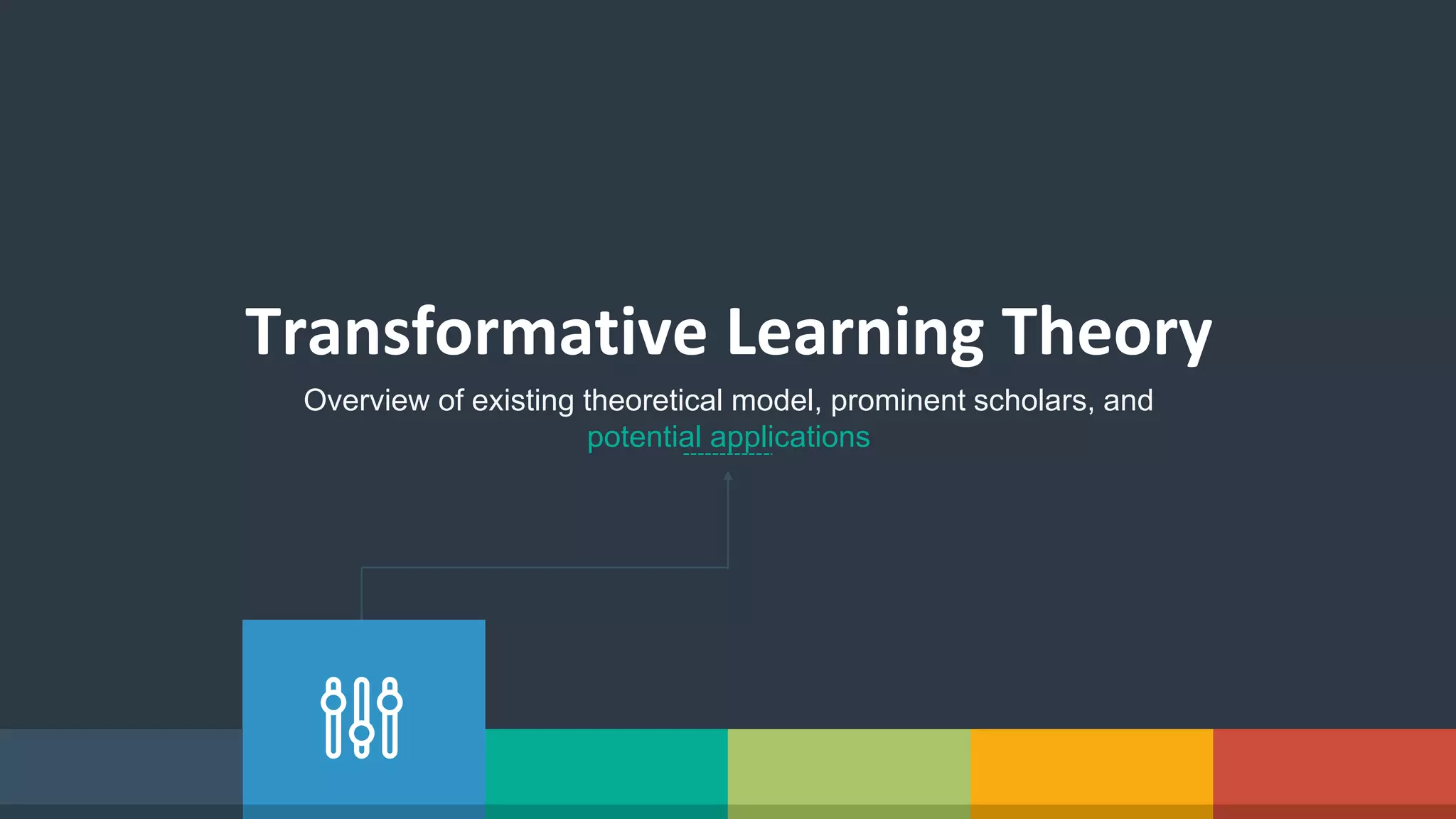 Transformative Learning Theory
Overview of existing theoretical model, prominent scholars, and
potential applications
 